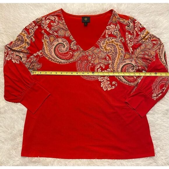 🎉Host Pick🎉JM Collection SZ XXL Woman’s Beautiful Red Paisley Blouse - Picture 8 of 10